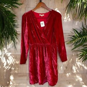 NWT BELTAINE Red Velvet Garnet Tulip Long Sleeve Mini Dress - XS